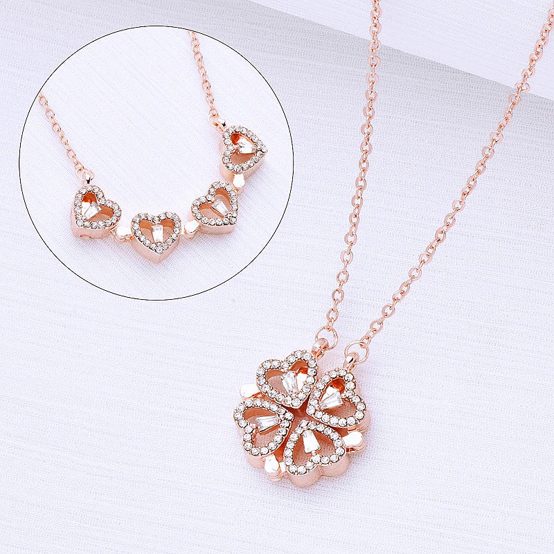 Magnetic Love Clover – Elegant 925 Silver Necklace for Her