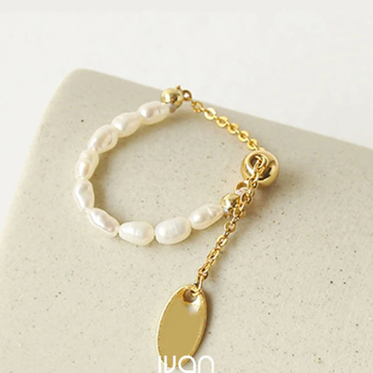 French Retro Pearl Chain Ring