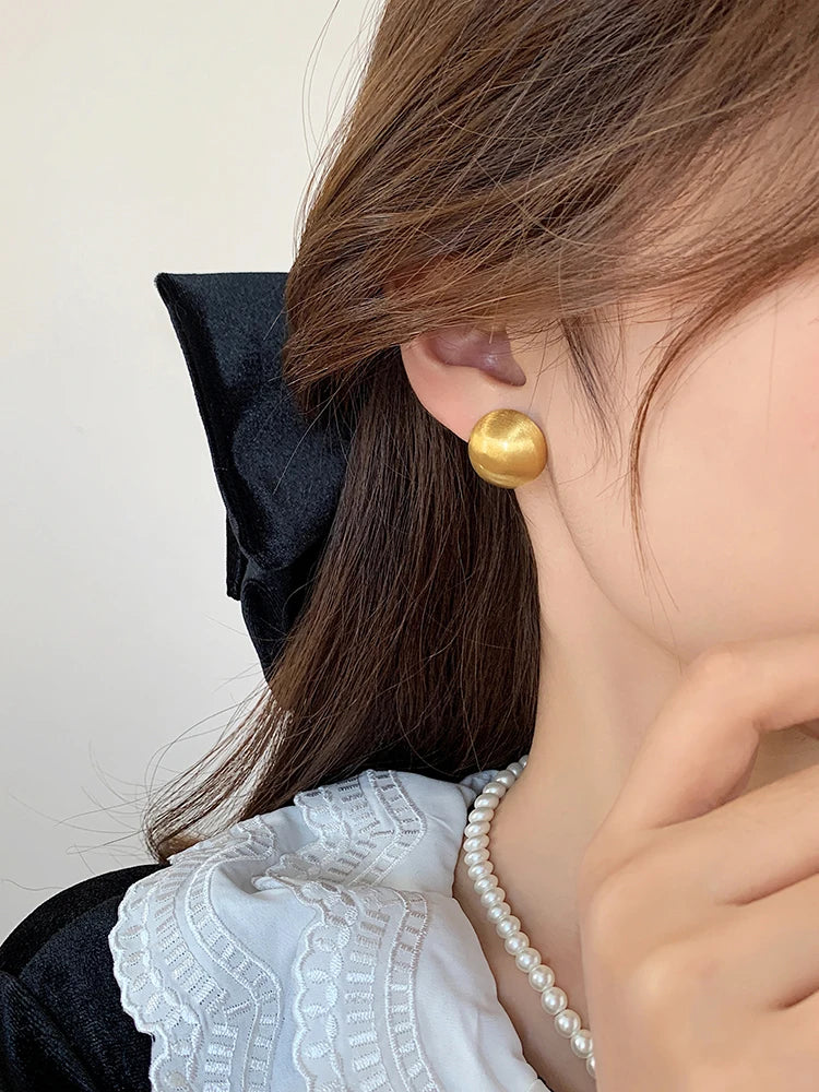 Luxurious Simple Design Brushed Frosted Metal Semicircle Earrings 2025 New Jewelry For Women Christmas Party Fashion Accessories