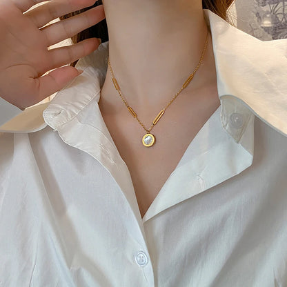 Classic Fashion Stainless Steel Roman Digital Wafer Pendant Necklace 2025 Fashion Jewelry Christmas Party Women's Sexy Necklace