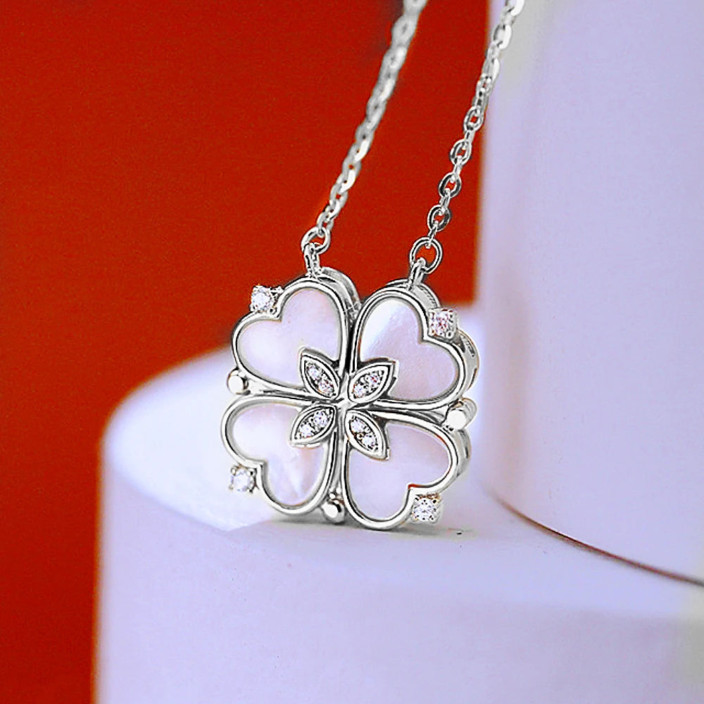 Magnetic Love Clover – Elegant 925 Silver Necklace for Her