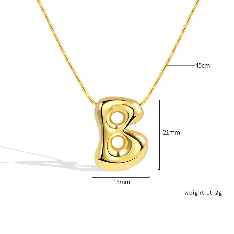 925 Sterling Silver Initial Necklace – Elegant Balloon Letter Gift for Her