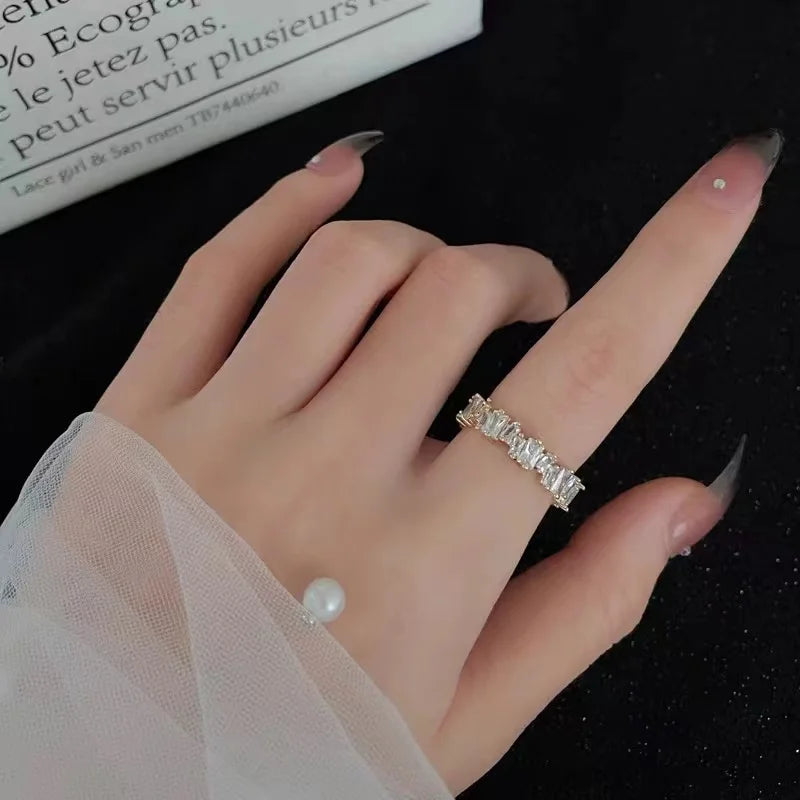 Exquisite Irregular Zircon Gold Open Ring