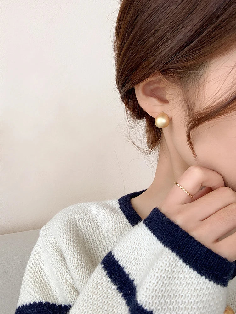 2025 European and American Minimalist Matte Brushed Metal Drop Shaped Earrings For Women's Exquisite Fashion Jewelry Accessories