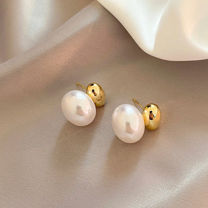 French Elegant Gold Pearl Drop Earrings