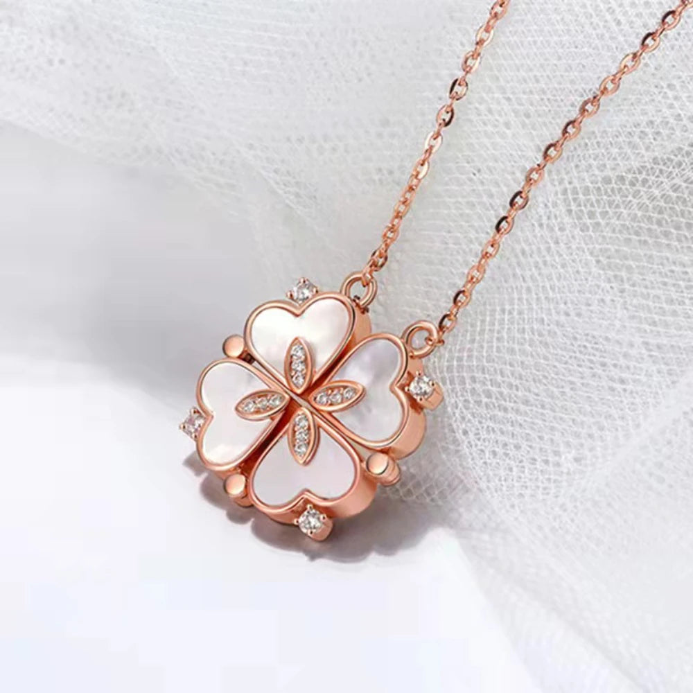 Magnetic Love Clover – Elegant 925 Silver Necklace for Her