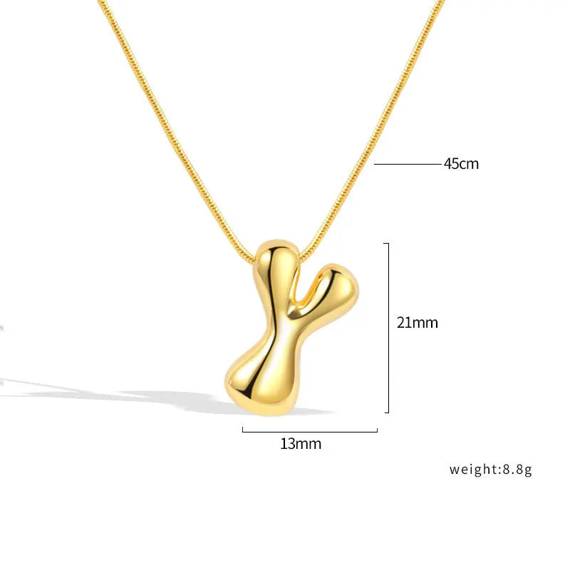 925 Sterling Silver Initial Necklace – Elegant Balloon Letter Gift for Her