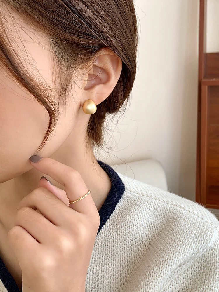 2025 European and American Minimalist Matte Brushed Metal Drop Shaped Earrings For Women's Exquisite Fashion Jewelry Accessories