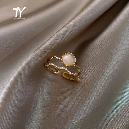 Luxury Zircon Gold Double Open Ring