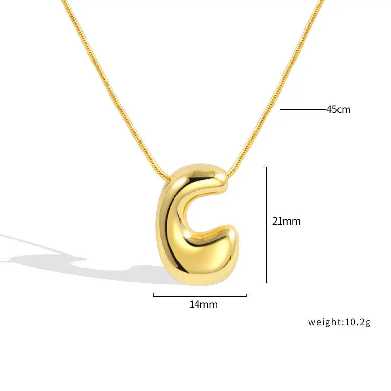 925 Sterling Silver Initial Necklace – Elegant Balloon Letter Gift for Her