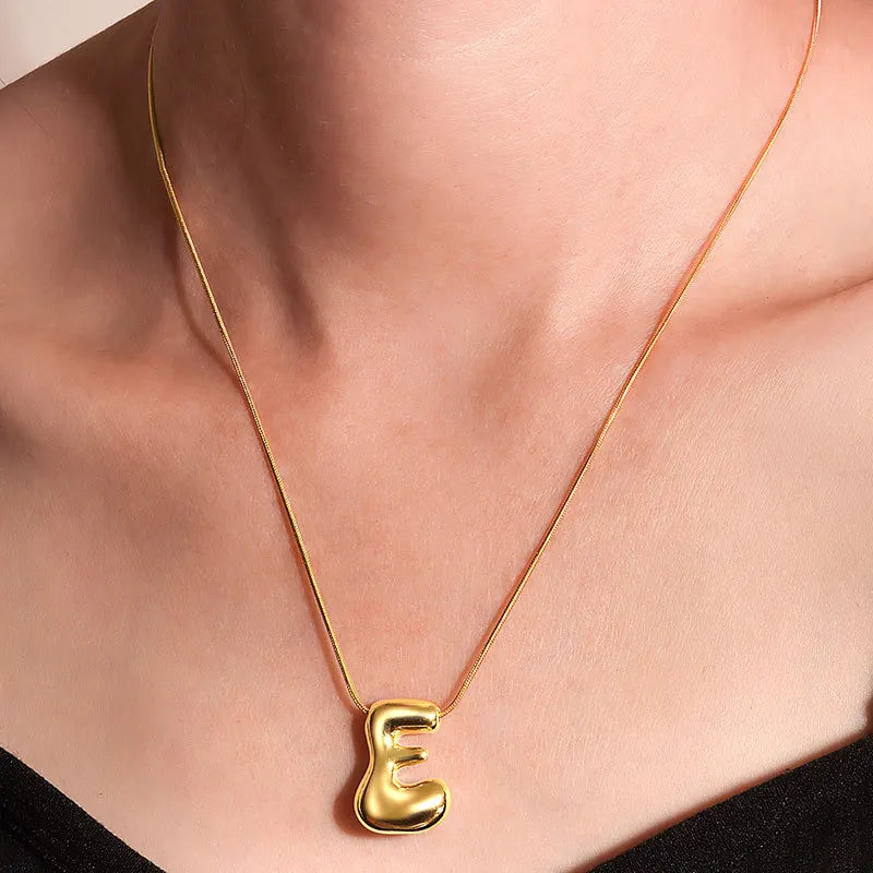 925 Sterling Silver Initial Necklace – Elegant Balloon Letter Gift for Her