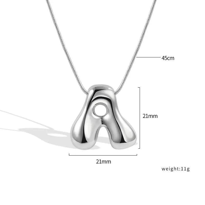 925 Sterling Silver Initial Necklace – Elegant Balloon Letter Gift for Her