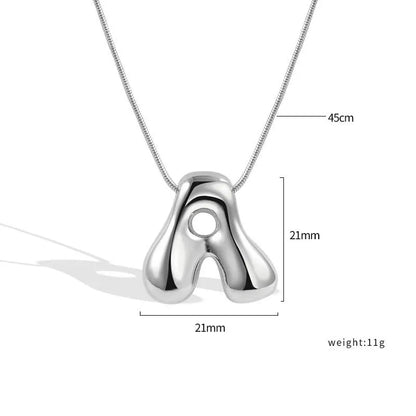 925 Sterling Silver Initial Necklace – Elegant Balloon Letter Gift for Her