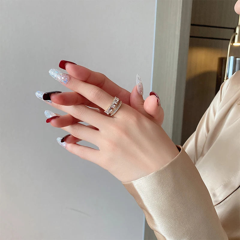 Luxury Zircon Gold Double Open Ring