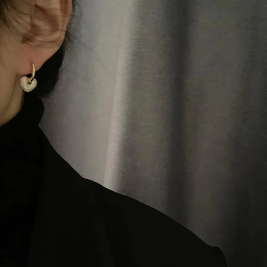 Premium Feeling Micro-set Zircon Heart Shaped Pendant Earrings 2025 New Fashion Jewelry Party Exquisite Accessories For Womens