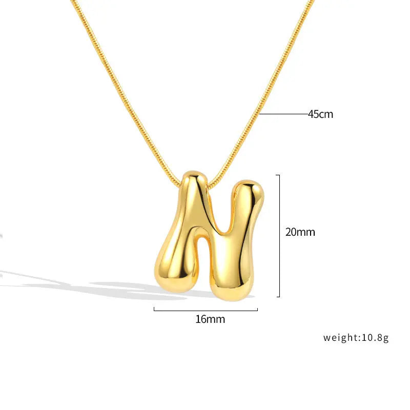 925 Sterling Silver Initial Necklace – Elegant Balloon Letter Gift for Her