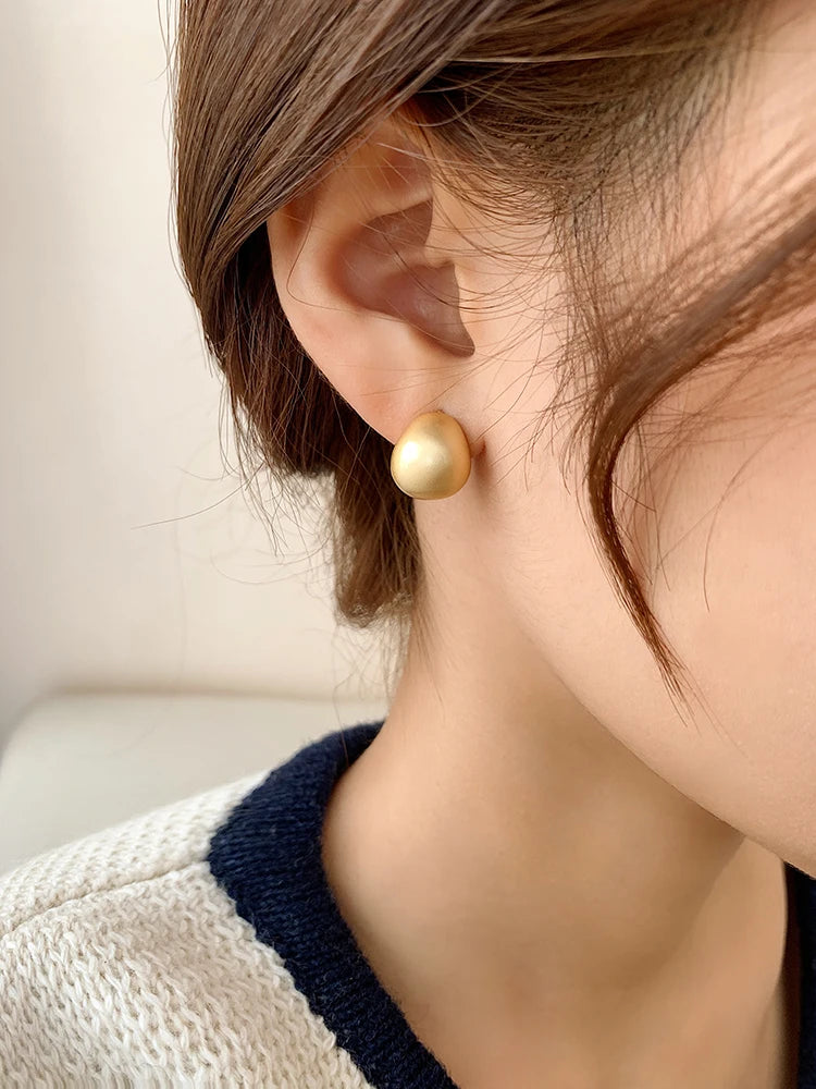 2025 European and American Minimalist Matte Brushed Metal Drop Shaped Earrings For Women's Exquisite Fashion Jewelry Accessories