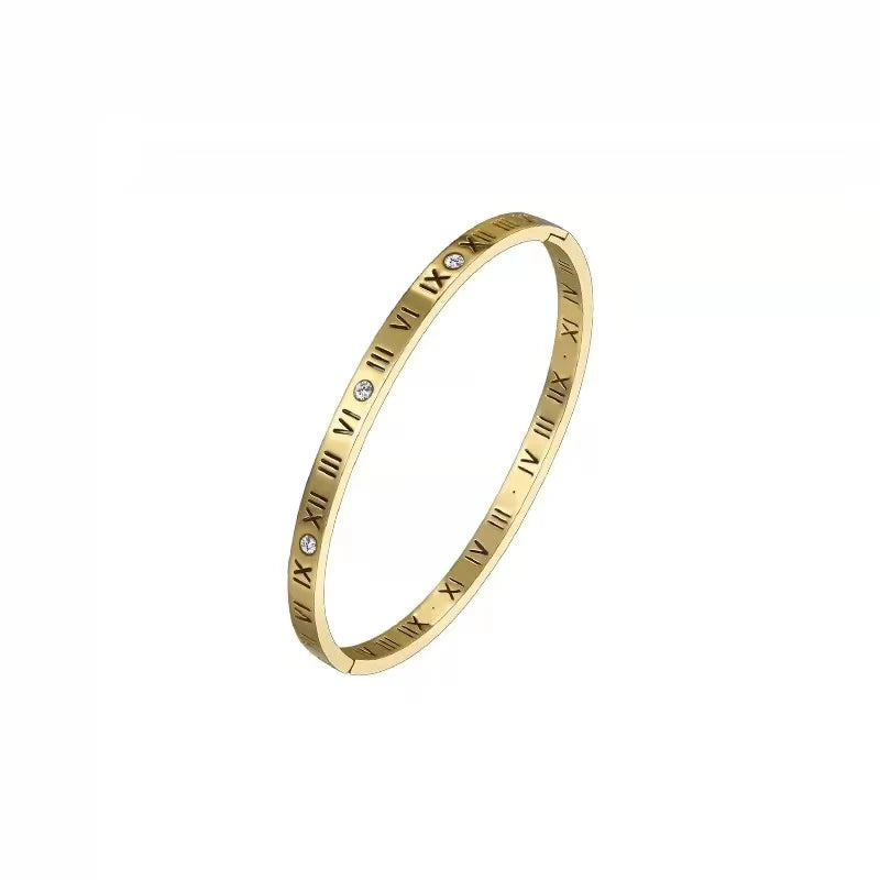 2025 Classic Design Roman Numerals Stainless steel Gold Color Charm Bracelet Korean Fashion Jewelry Luxury Accessories For Women