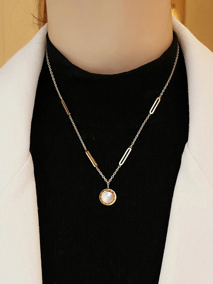 Classic Fashion Stainless Steel Roman Digital Wafer Pendant Necklace 2025 Fashion Jewelry Christmas Party Women's Sexy Necklace