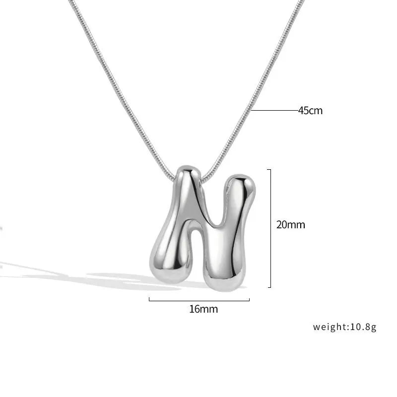 925 Sterling Silver Initial Necklace – Elegant Balloon Letter Gift for Her