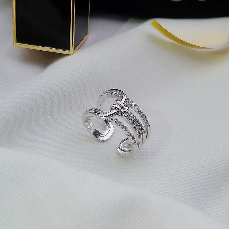 Exquisite Irregular Zircon Gold Open Ring