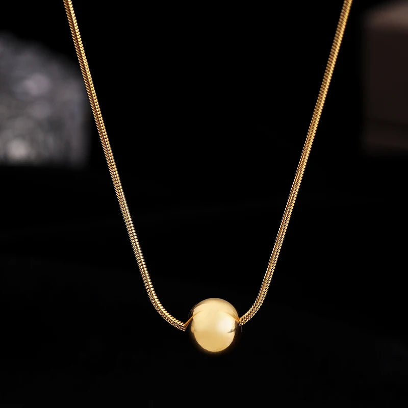 Klassische einfache Kugelanhänger Titanstahl kurze Halskette für Frau koreanischen Modeschmuck Mädchen Zubehör Schlüsselbeinkette