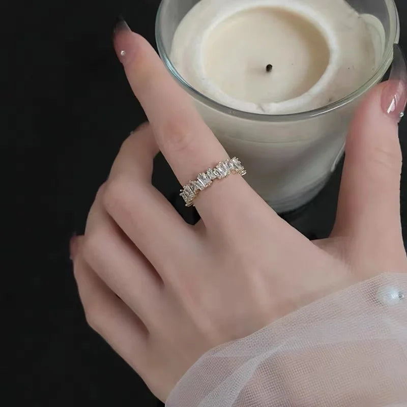 Exquisite Irregular Zircon Gold Open Ring