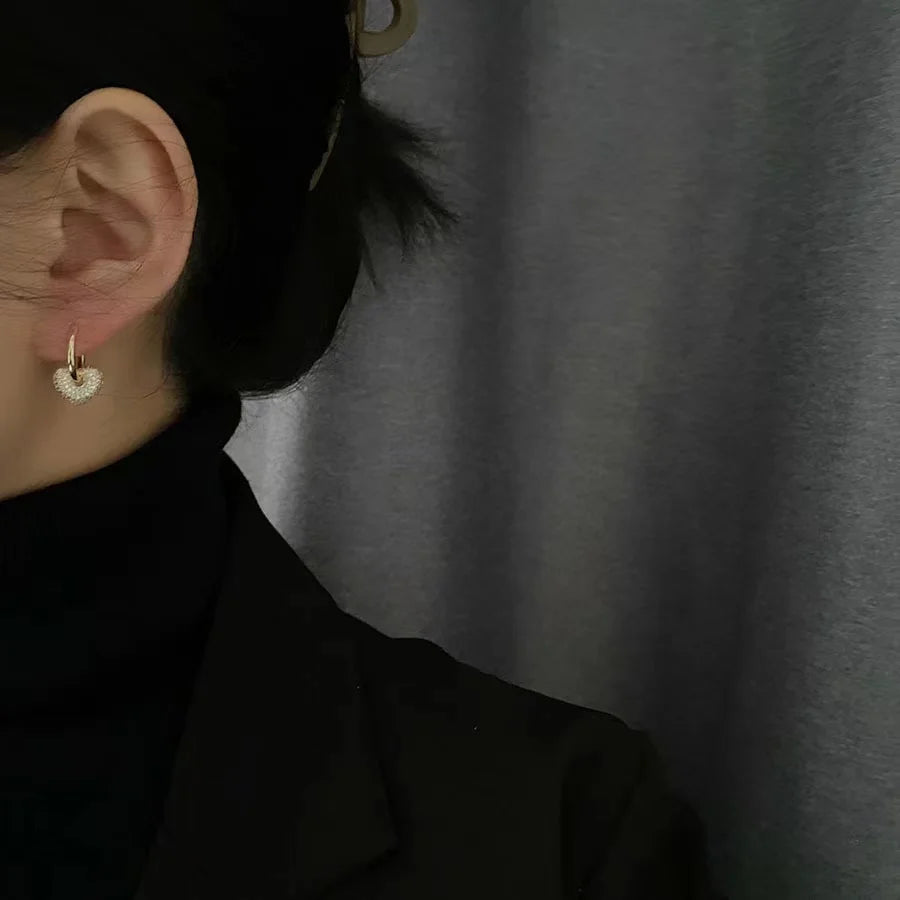 Premium Feeling Micro-set Zircon Heart Shaped Pendant Earrings 2025 New Fashion Jewelry Party Exquisite Accessories For Womens