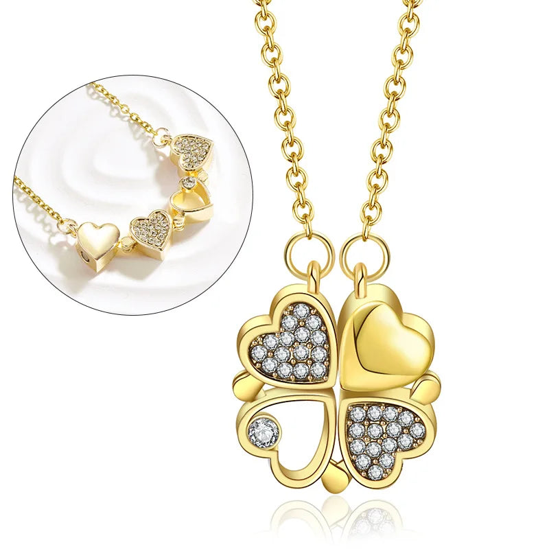 Magnetic Love Clover – Elegant 925 Silver Necklace for Her