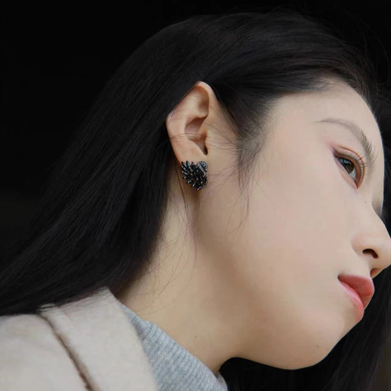 Classic Design Zircon Black Swan shaped Earrings 2024 Fashion Jewelry Set Wedding Party Luxury Accessories for Women Ear Stud