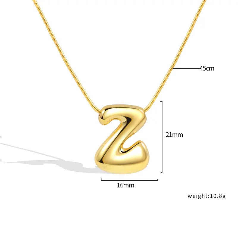 925 Sterling Silver Initial Necklace – Elegant Balloon Letter Gift for Her