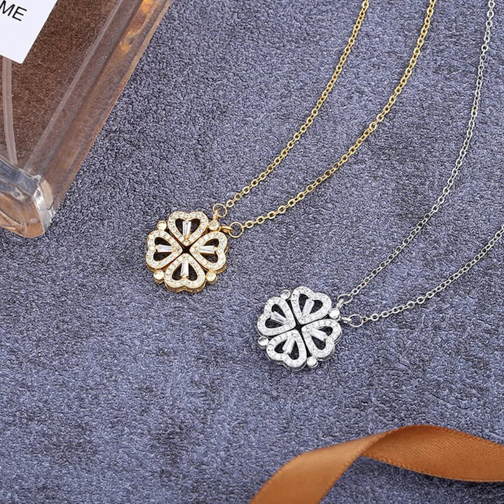 Magnetic Love Clover – Elegant 925 Silver Necklace for Her
