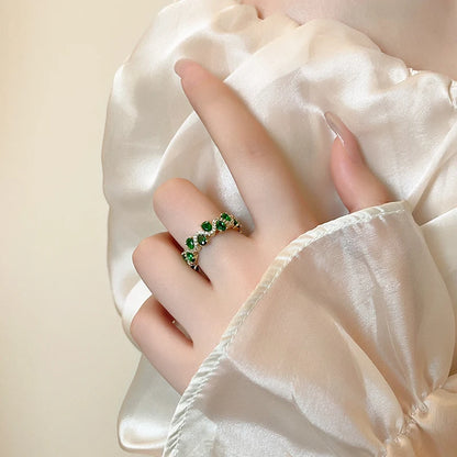 French Vintage Green Zircon Open Ring