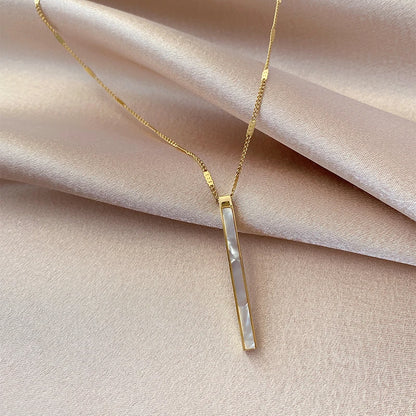 2020 neue farbechte Titanstahl-Halskette mit Muschelanhänger, lange Halskette für Damen, Mode, Luxus, Mädchen, Schlüsselbeinkette, Schmuck