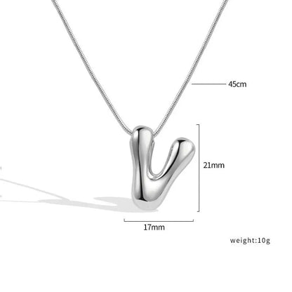925 Sterling Silver Initial Necklace – Elegant Balloon Letter Gift for Her