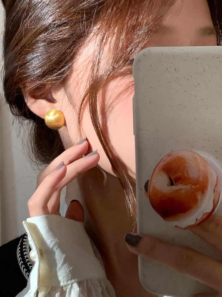 Luxurious Simple Design Brushed Frosted Metal Semicircle Earrings 2025 New Jewelry For Women Christmas Party Fashion Accessories