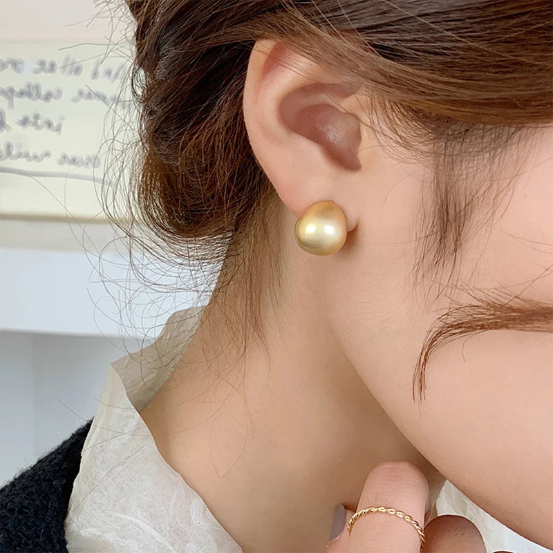 2025 European and American Minimalist Matte Brushed Metal Drop Shaped Earrings For Women's Exquisite Fashion Jewelry Accessories