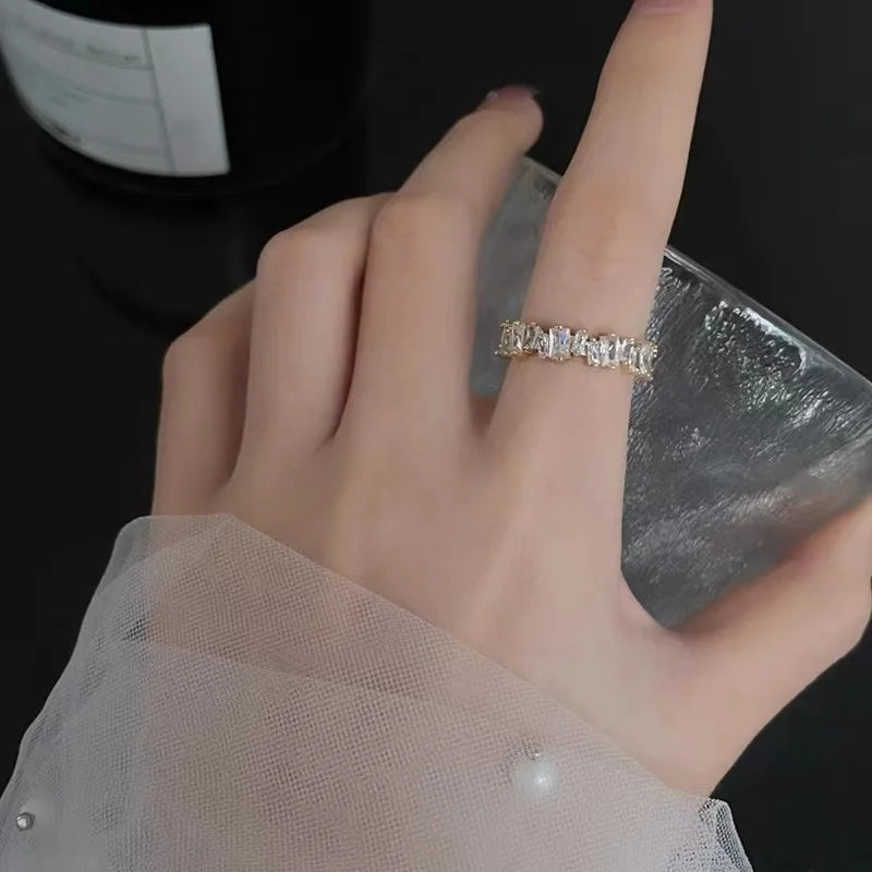 Exquisite Irregular Zircon Gold Open Ring