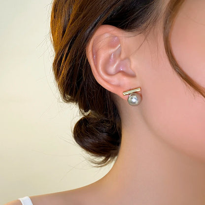 New French Minimalist Grey Imitation Pearl Pendant Earrings 2025 Fashion Jewelry Daily Wear Accessories for Girls Women‘s Party