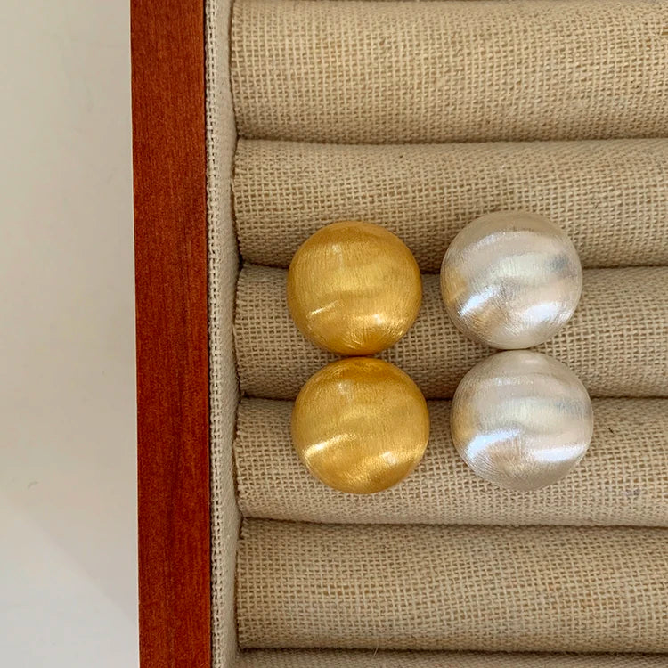 Luxurious Simple Design Brushed Frosted Metal Semicircle Earrings 2025 New Jewelry For Women Christmas Party Fashion Accessories