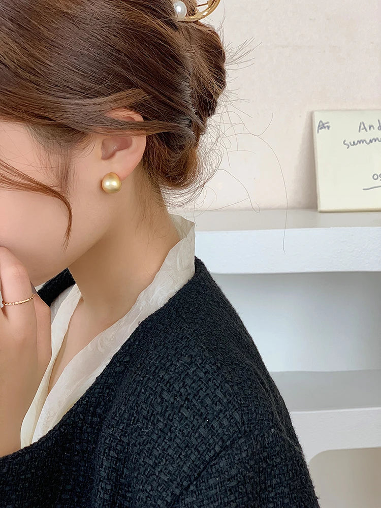 2025 European and American Minimalist Matte Brushed Metal Drop Shaped Earrings For Women's Exquisite Fashion Jewelry Accessories