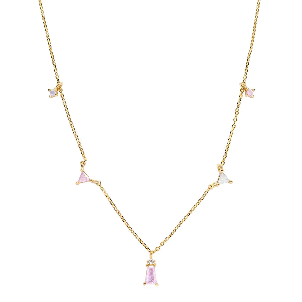 Aide 925 Sterling Silver Unique Sparkling Clear Zircon Rivet Spike Charm Necklaces For Women Rock Punk Jewelry Stackable Choker