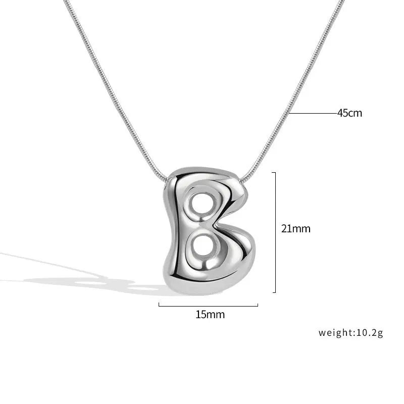 925 Sterling Silver Initial Necklace – Elegant Balloon Letter Gift for Her