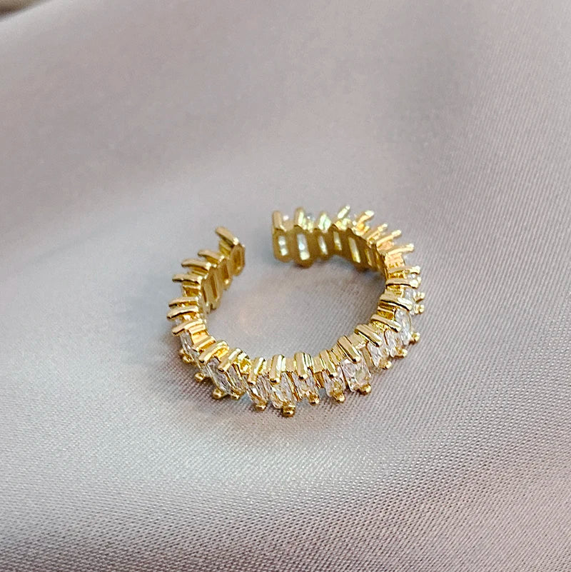 Exquisite Irregular Zircon Gold Open Ring