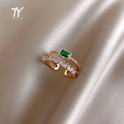 Luxury Zircon Gold Double Open Ring
