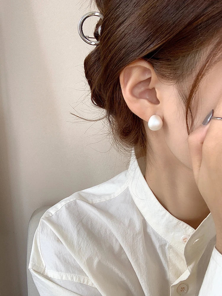 2025 European and American Minimalist Matte Brushed Metal Drop Shaped Earrings For Women's Exquisite Fashion Jewelry Accessories
