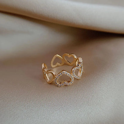 Pearl Zircon Gold Adjustable Ring