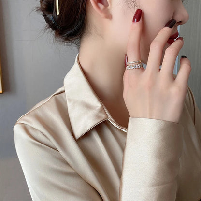 Luxury Zircon Gold Double Open Ring