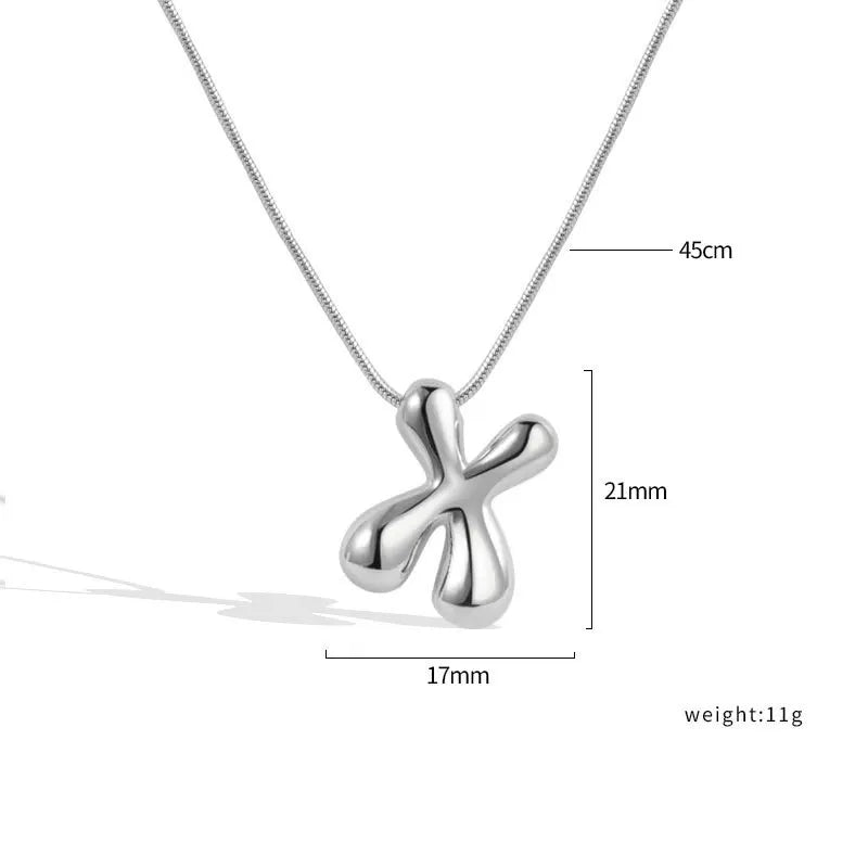 925 Sterling Silver Initial Necklace – Elegant Balloon Letter Gift for Her
