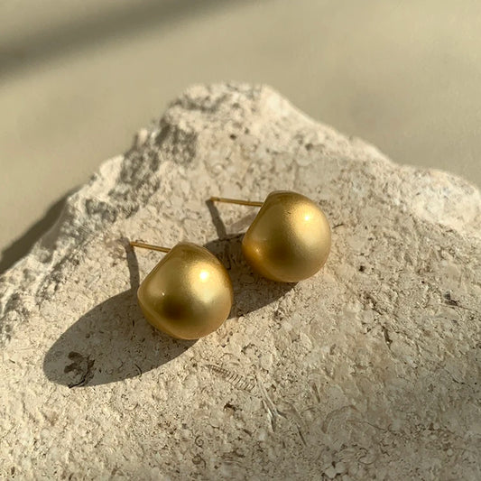 2025 European and American Minimalist Matte Brushed Metal Drop Shaped Earrings For Women's Exquisite Fashion Jewelry Accessories